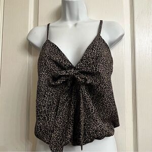 Daytrip Leopard Print bow tie front tank top size S